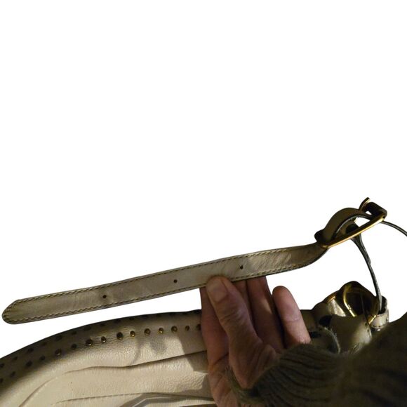 ELLIOTT LUCCA Ivory Cream Tumbled Leather Curved Large Hobo Shoulder Bag - Picture 7 of 10